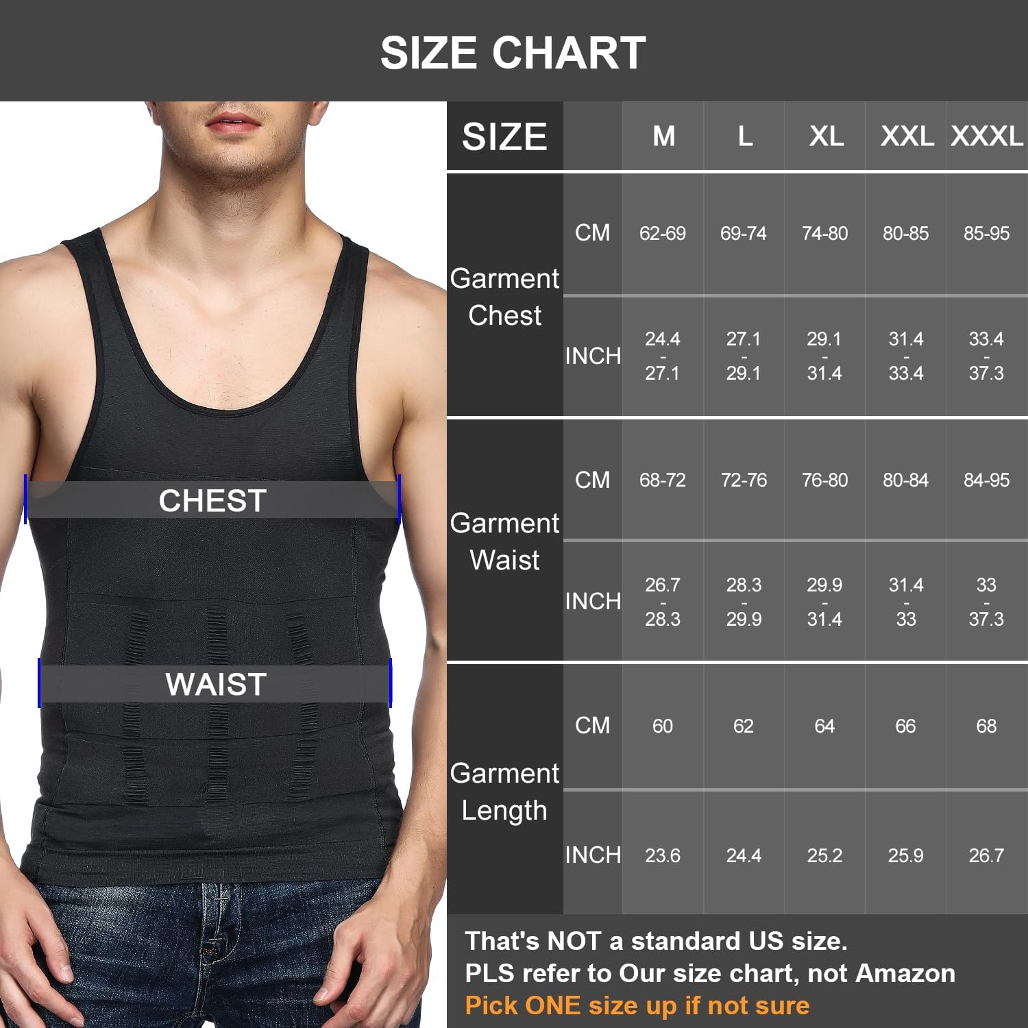 Odoland Men's Body Shaper Slimming Shirt Tummy Vest Thermal Compression Base Layer Slim Muscle Tank Top Shapewear - Image 3