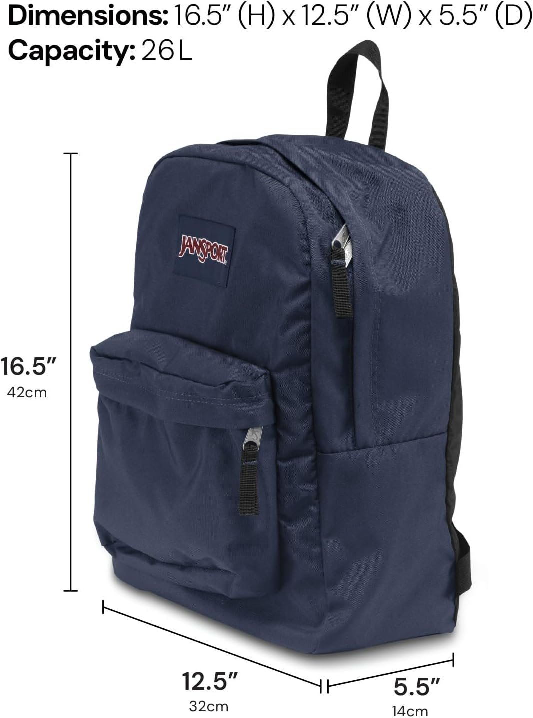 JanSport SuperBreak One Backpacks - Durable, Lightweight Bookbag with 1 Main Compartment, Front Utility Pocket with Built-in Organizer - Premium Backpack, Black - Image 3