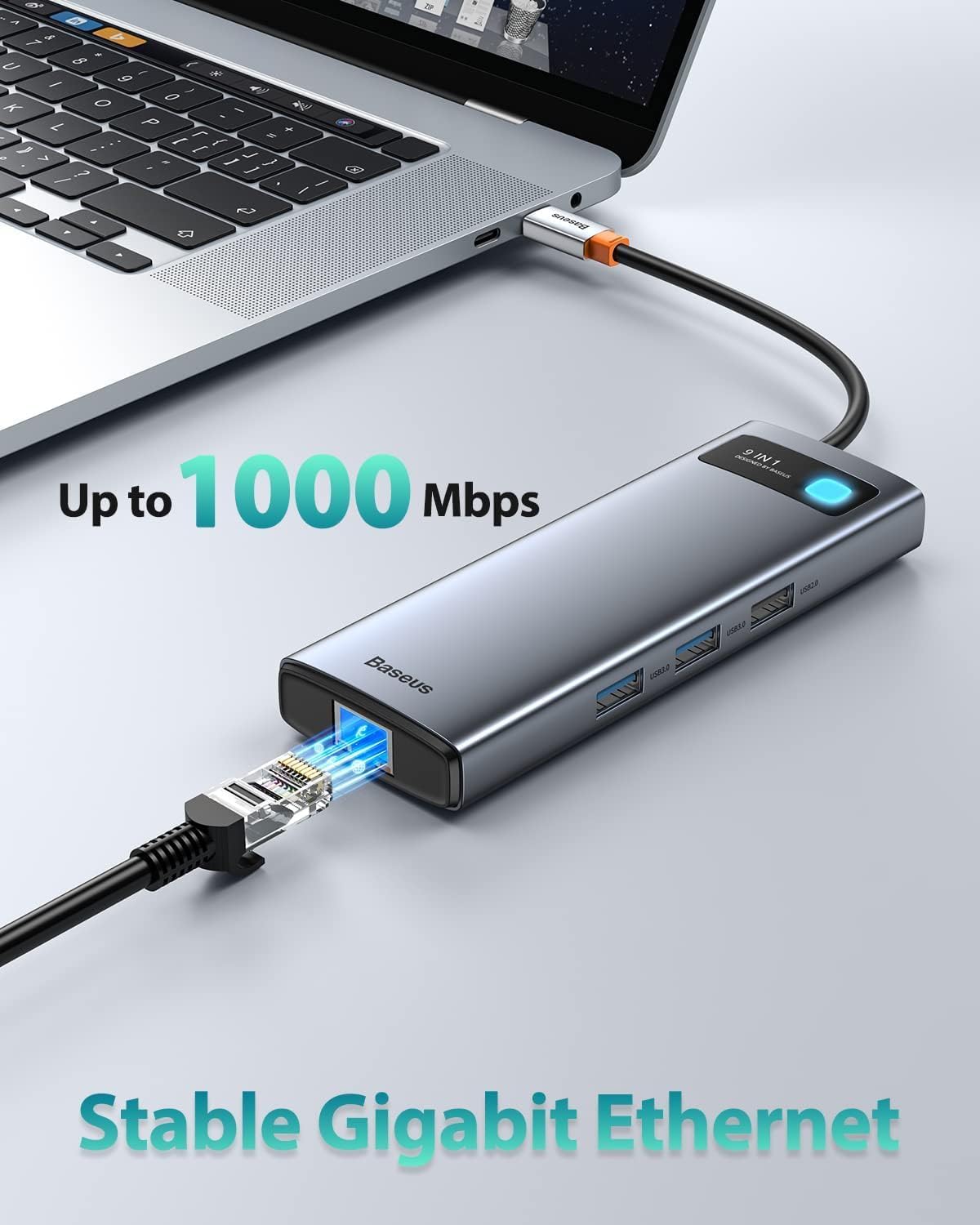 Baseus Laptop Docking Station Dual Monitor 4K@120Hz, 9 in 1 USB C Hub with 2 HDMI, 1000Mbps LAN, Max 85W PD, 3 USB, SD Card Reader, USB C Dock Compatible with iPhone 15/Mac/Dell/HP/Surface/Steam Deck - Image 5