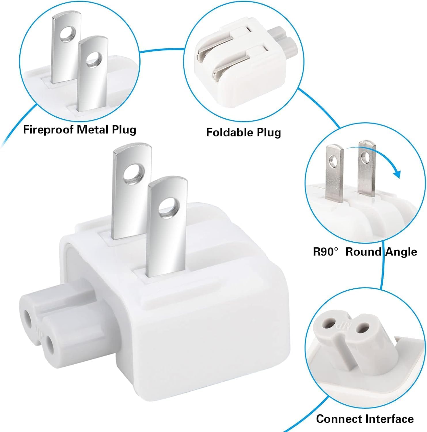Mac AC Wall Adapter Plug Duckhead US Wall Charger AC Cord US Standard Duck Head for MacBook Mac iBook/iPhone/iPod AC Power Adapter Brick (2 PCs) - Image 3