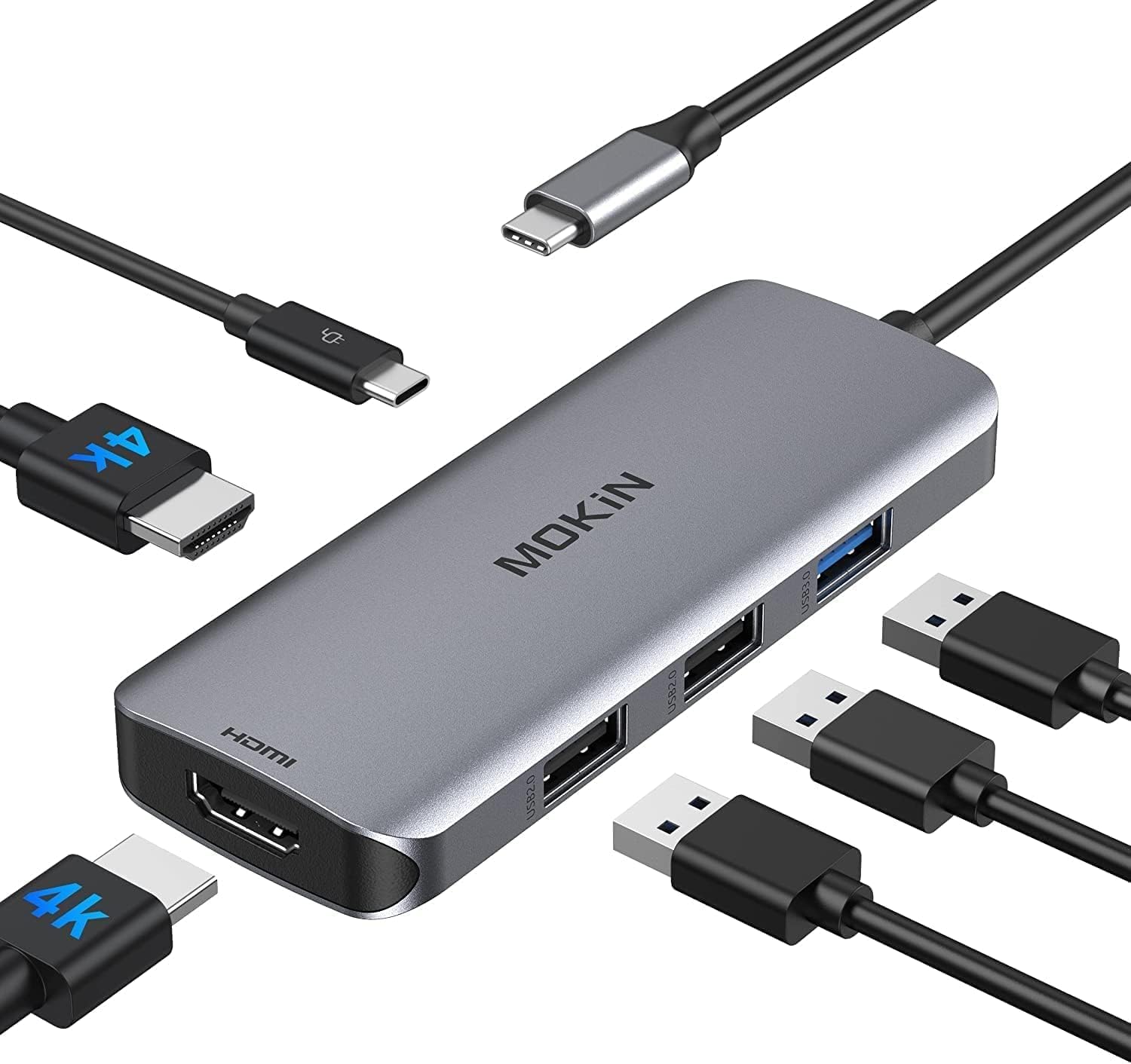 Docking Station USB C to Dual HDMI Adapter, MOKiN USB C Hub Dual HDMI Monitors for Windows,USB C Adapter with Dual HDMI,3 USB Port,PD Compatible for Dell XPS 13/15, Lenovo Yoga,etc - Image 2
