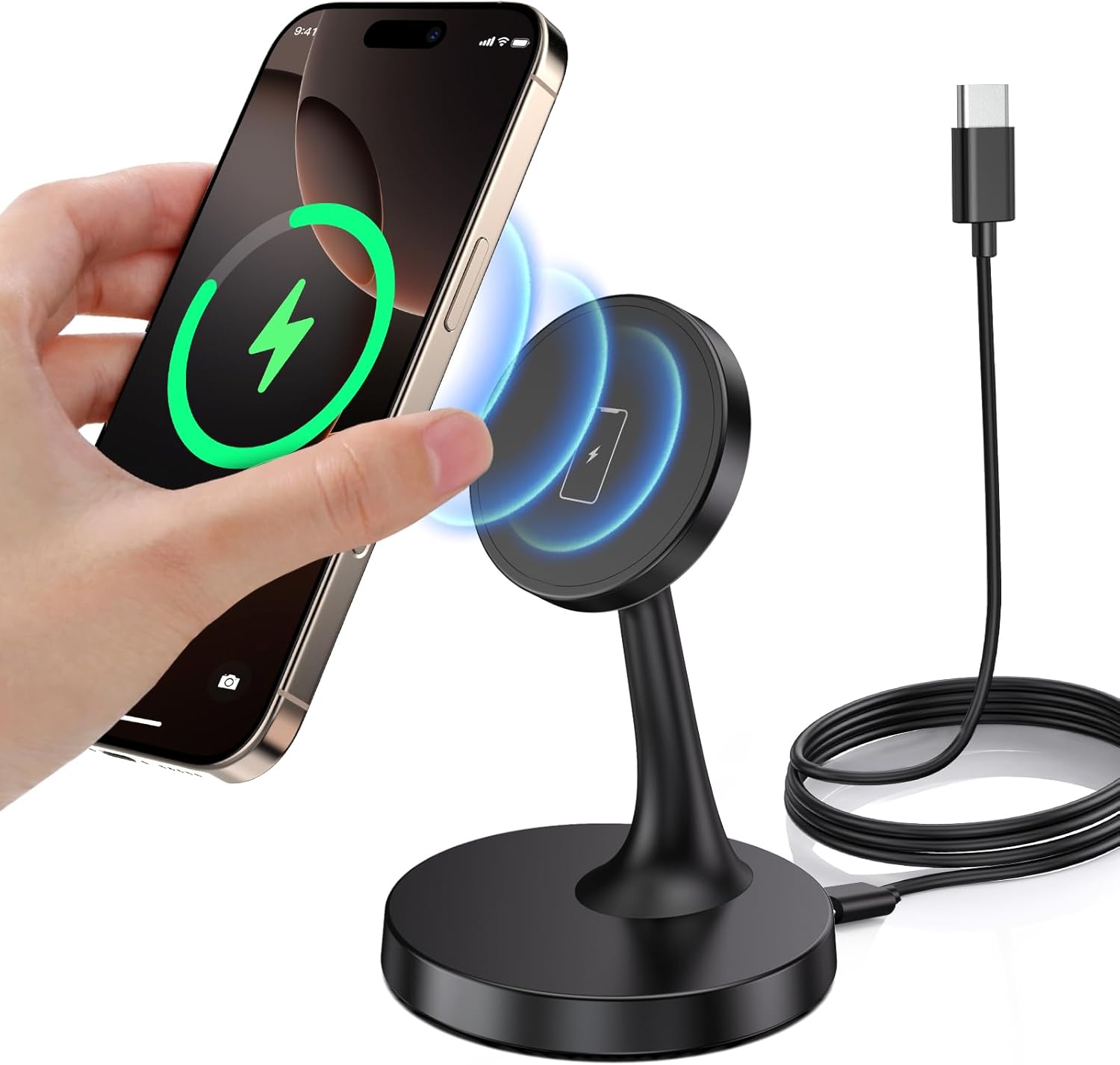 Magnetic Wireless Charger iPhone Stand 15W Fast Mag-Safe Charger for iPhone 16/16 Pro/16 Plus/16 Pro Max/15/14/13/12 Series Apple Magnet Wireless Charging Station/Pad for AirPods - Image 8