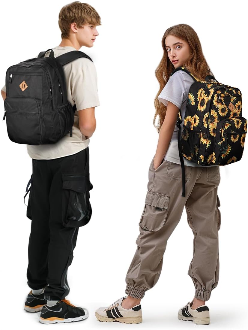 ZORFIN 26L Black Backpack for School, College, and Travel: Water Resistant Bookbag with 8 Compartments - Image 3