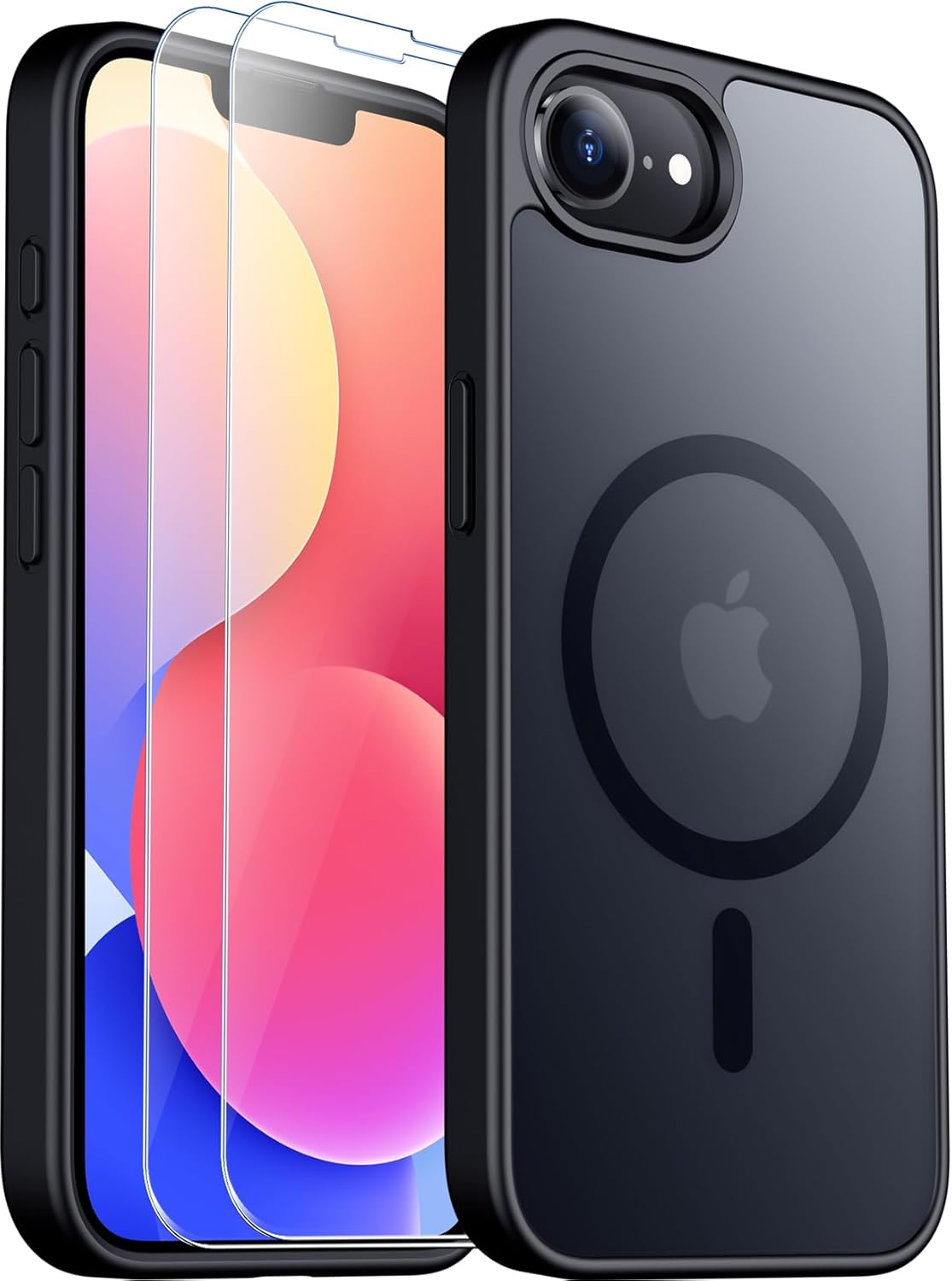 SPIDERCASE Designed for iPhone 16e Case, Magnetic Translucent Matte Case with 2PCS Tempered Glass Screen Protector Anti-Scratch Slim Phone Case for iPhone 16E 2025 6.1'', Black - Image 2