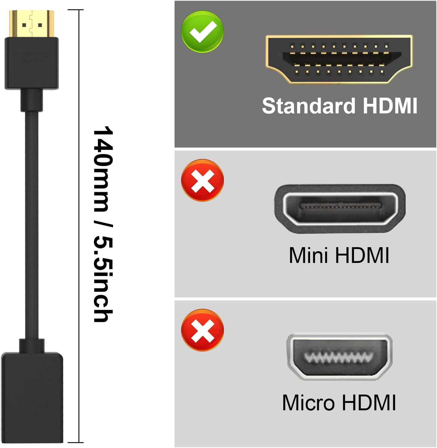 VCE HDMI Extension Cable Male to Female Adapter Short HDMI Extender Support 4K 3D Compatible with Google Chrome Cast, Roku Stick, HDTV, Laptop and PC - Image 6