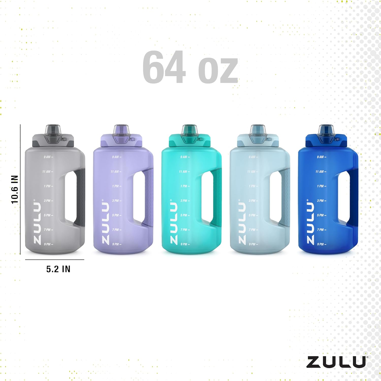 ZULU Goals Large Water Bottle Jug with Time Marker & Handle for All Day Hydration | Silicone Soft Straw with Locking Leak-Proof Lid | For Gym, Camping, Workout, and Outdoors | BPA-Free | 64oz, 128oz - Image 5