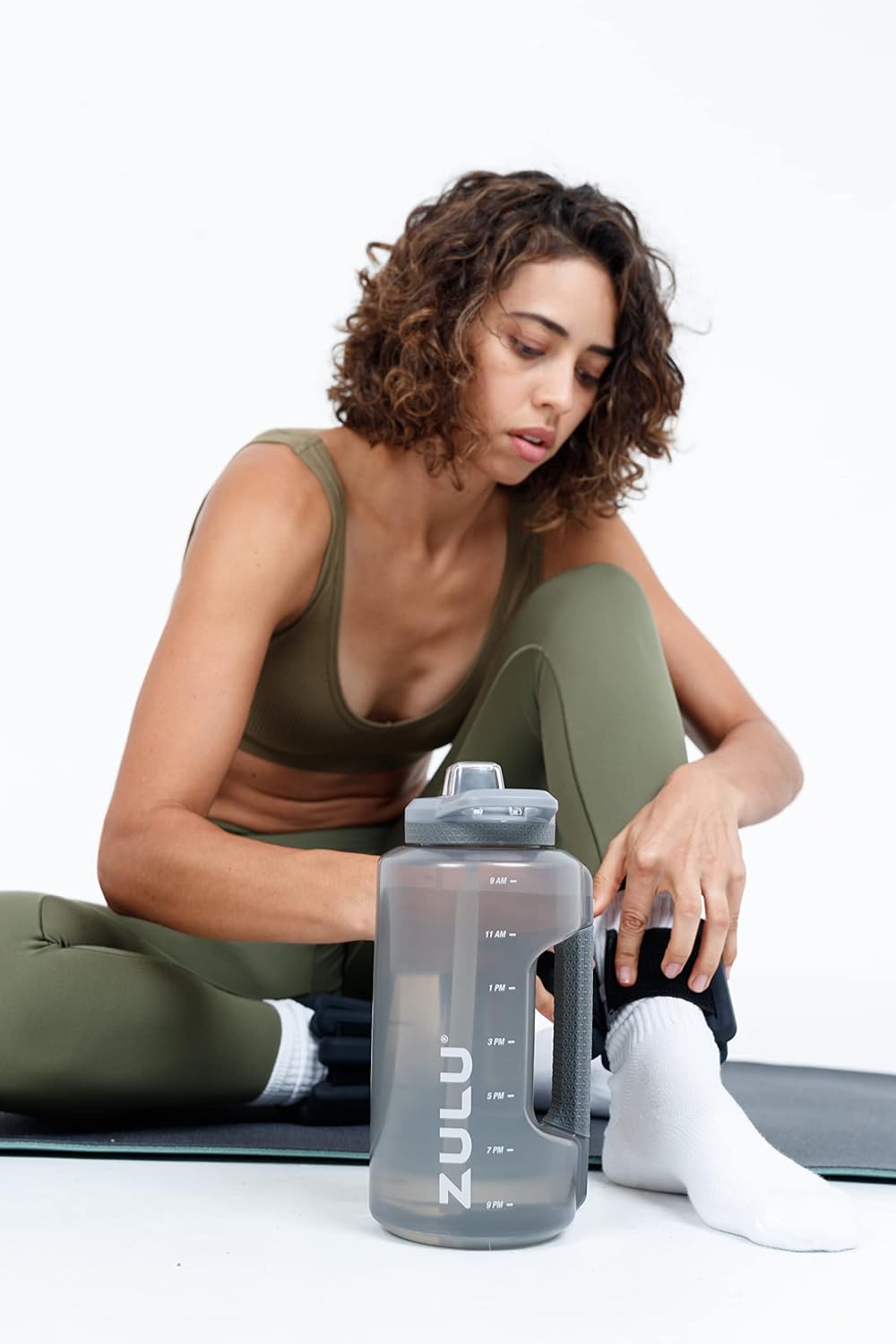 ZULU Goals Large Water Bottle Jug with Time Marker & Handle for All Day Hydration | Silicone Soft Straw with Locking Leak-Proof Lid | For Gym, Camping, Workout, and Outdoors | BPA-Free | 64oz, 128oz - Image 3