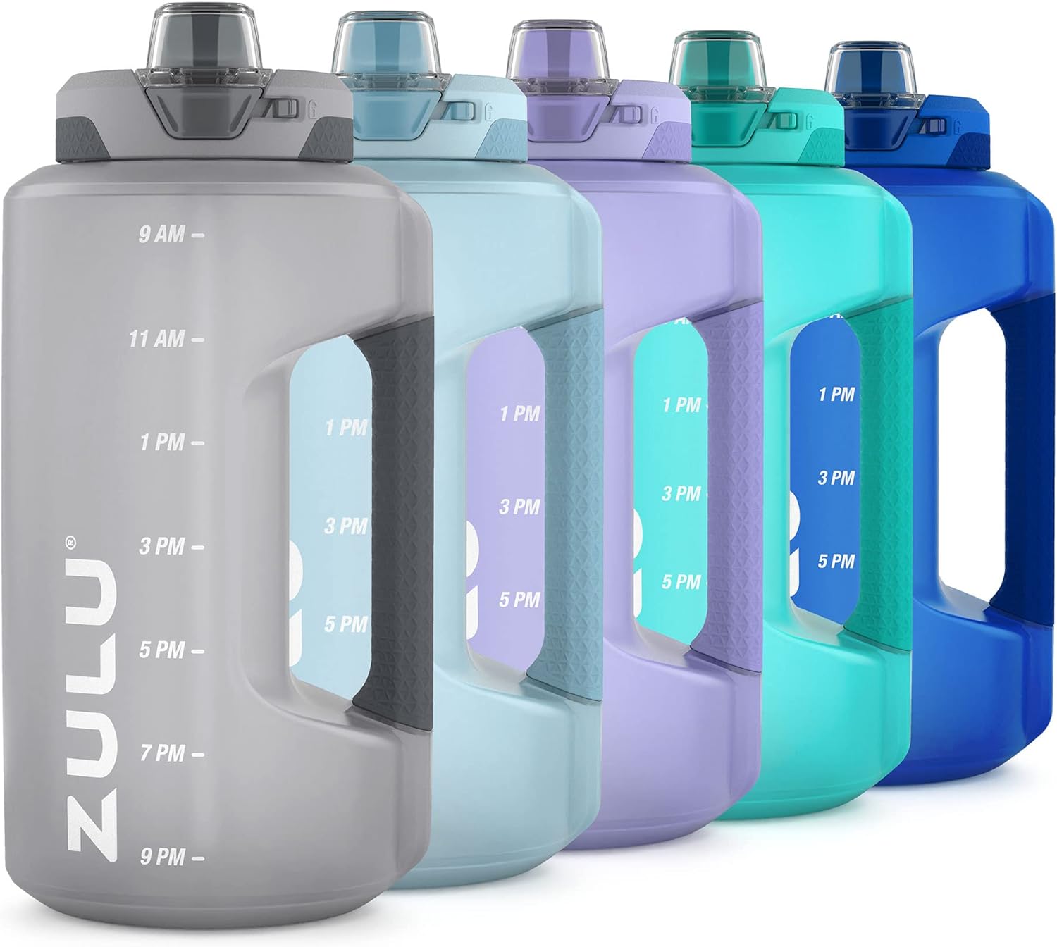 ZULU Goals Large Water Bottle Jug with Time Marker & Handle for All Day Hydration | Silicone Soft Straw with Locking Leak-Proof Lid | For Gym, Camping, Workout, and Outdoors | BPA-Free | 64oz, 128oz - Image 2