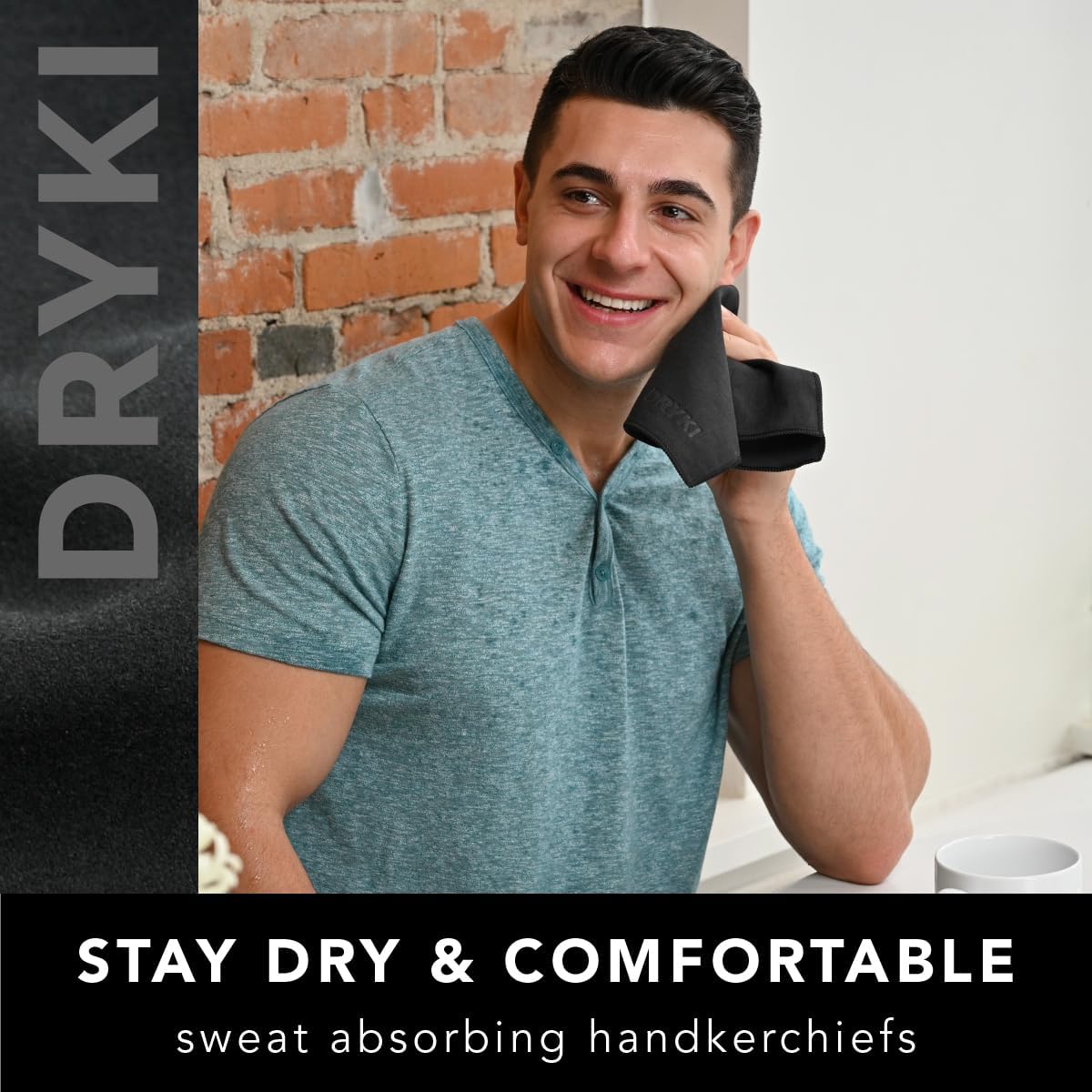 Sweat Absorbing Handkerchiefs - Quick-Dry Microfiber Sweat Rags & Towels for Face, Hands, & Body - Perfect for Gym, Sports, and Work (Classic Black, 5 Pack) - Image 3