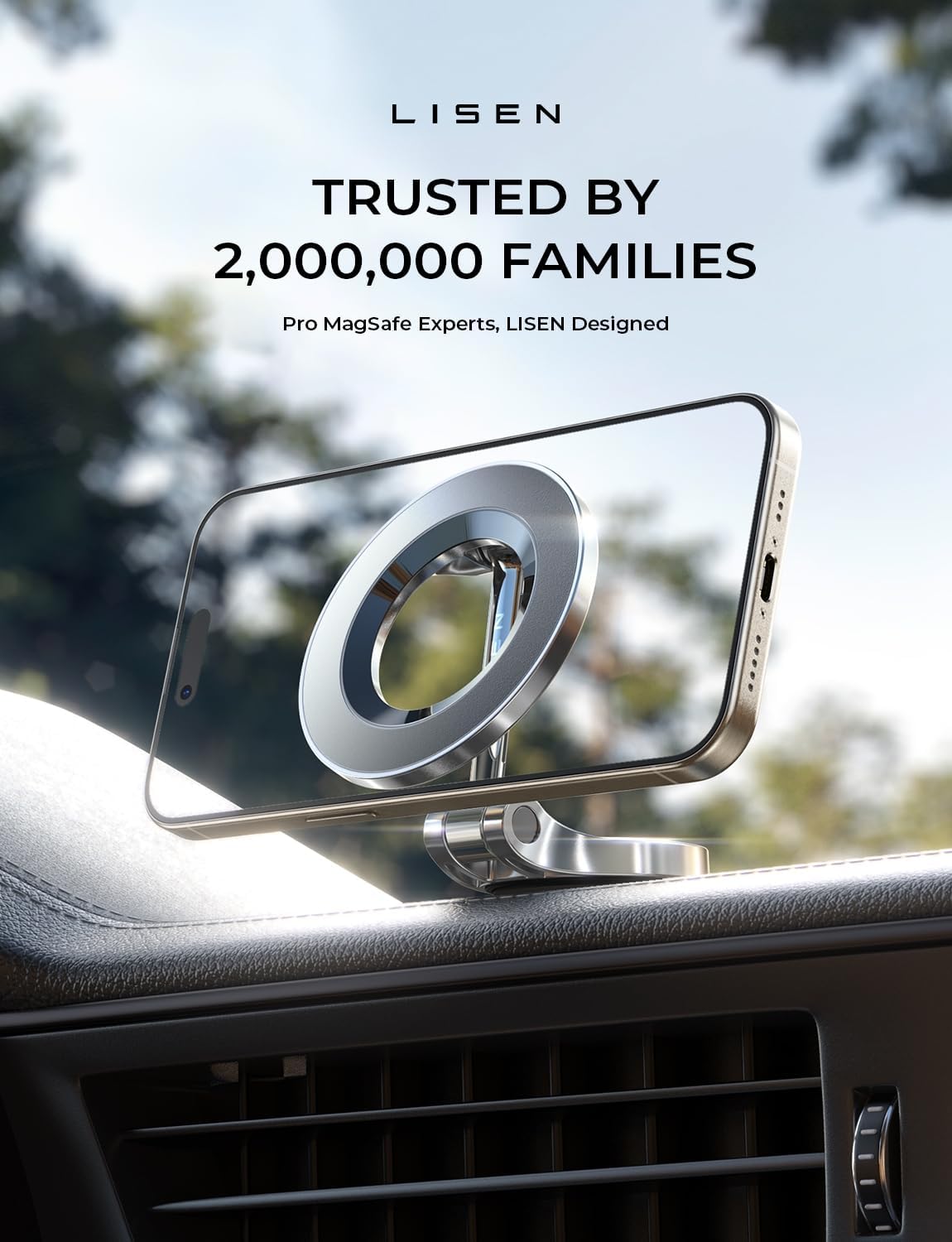 LISEN for MagSafe Car Mount, Ultra Magnetic 360 Degree Rotation Dashboard Car Phone Holder, Car Accessories for iPhone, Gifts for Men Women Him Her, Fit for iPhone 16e 16 Pro/Pro Max 15 14 13 12 - Image 3
