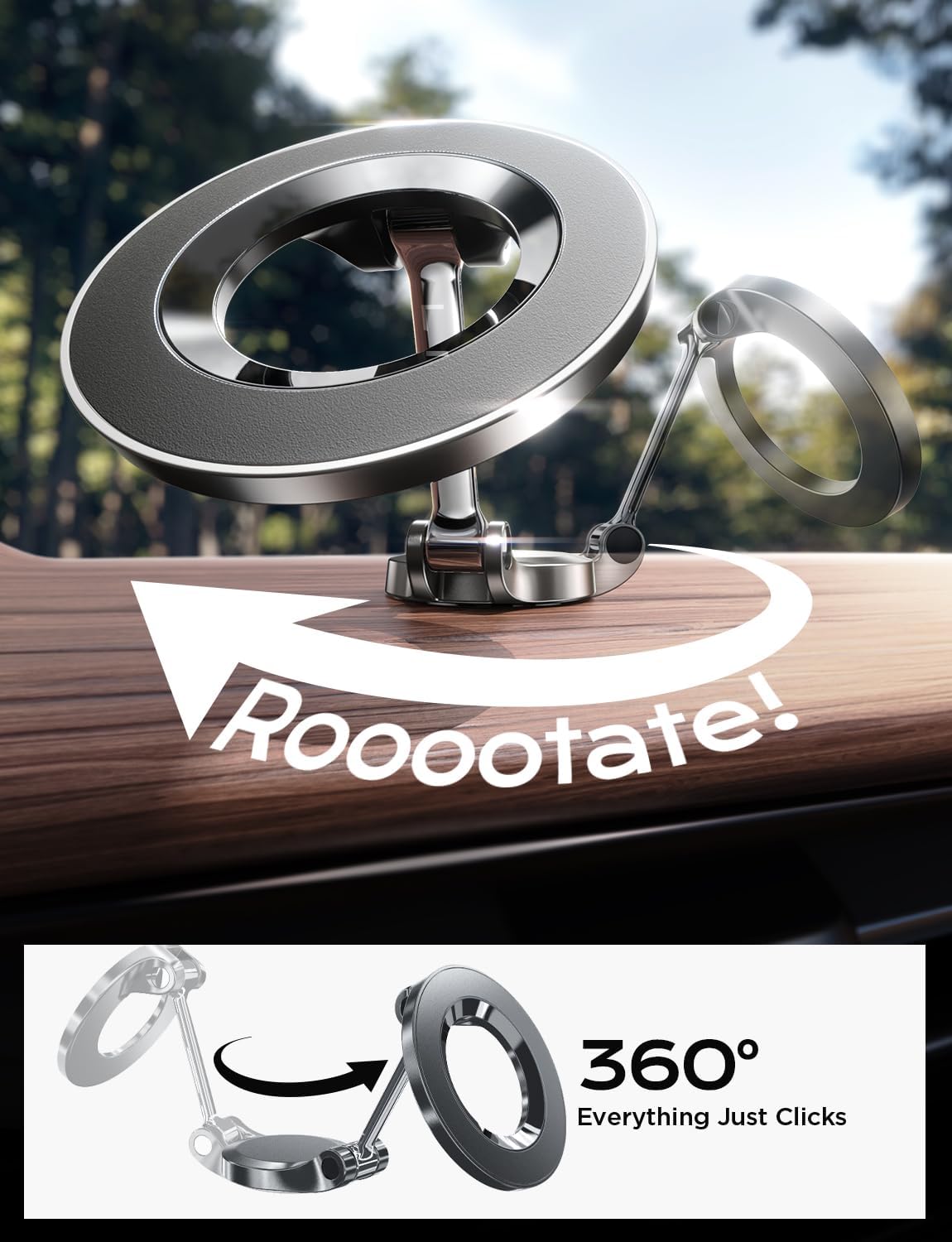 LISEN for MagSafe Car Mount, Ultra Magnetic 360 Degree Rotation Dashboard Car Phone Holder, Car Accessories for iPhone, Gifts for Men Women Him Her, Fit for iPhone 16e 16 Pro/Pro Max 15 14 13 12 - Image 7