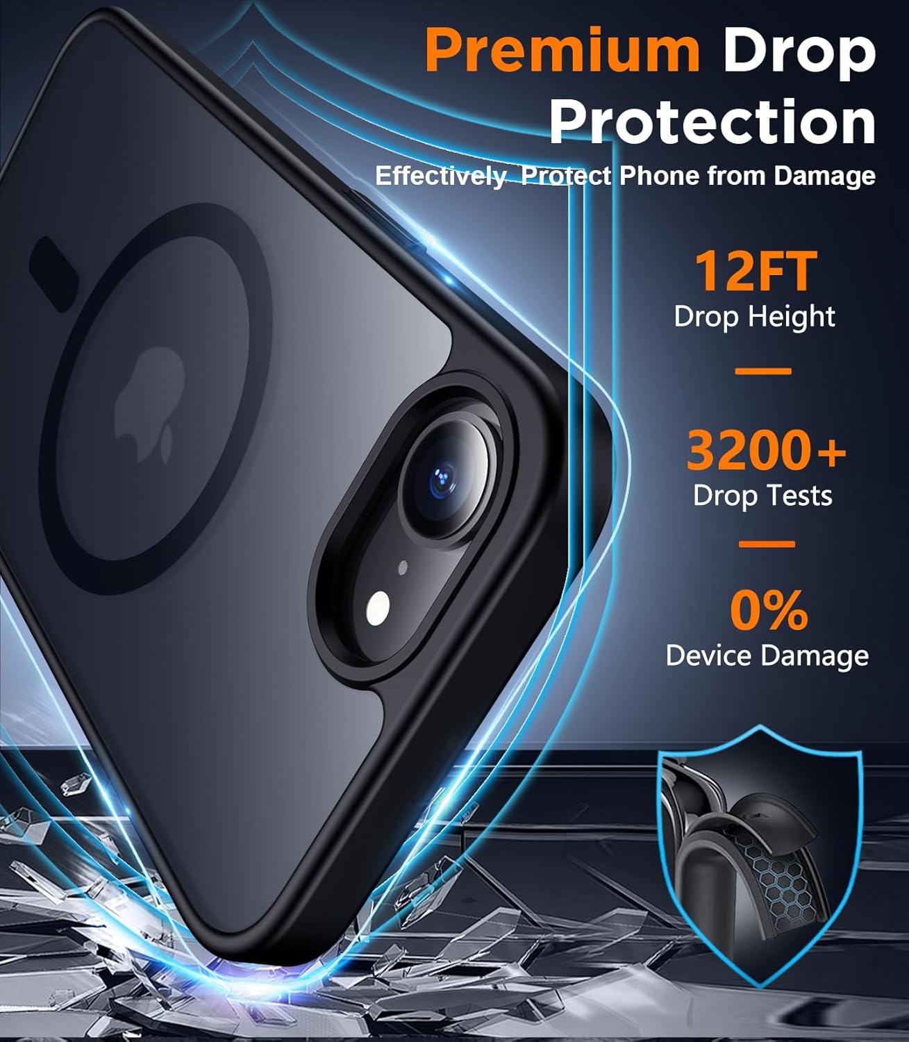 SPIDERCASE Designed for iPhone 16e Case, Magnetic Translucent Matte Case with 2PCS Tempered Glass Screen Protector Anti-Scratch Slim Phone Case for iPhone 16E 2025 6.1'', Black - Image 4