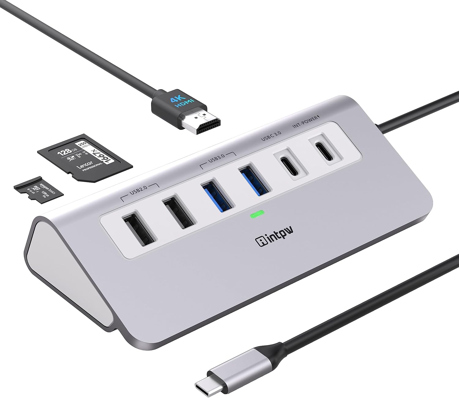 USB C Hub, INTPW 9-in-1 USB C Hub Multiport Adapter with 4K HDMI, PD 100W, USB-C and 2 USB A 3.0 5Gbps, 2 USB A 2.0, SD/TF Card Reader, Aluminum USB C to USB Hub for iPhone 16/15 Series, MacBook, iPad - Image 2