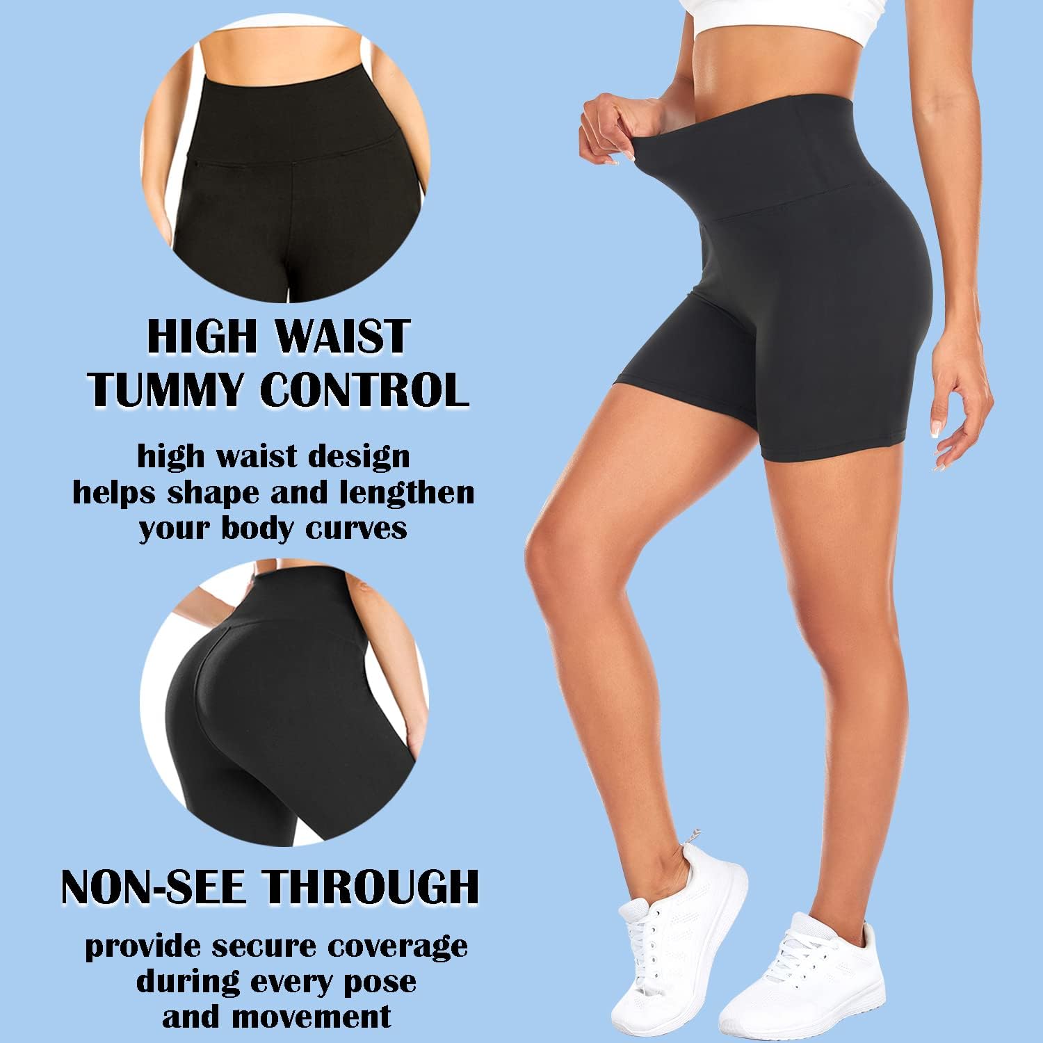 FULLSOFT High Waisted Biker Shorts for Women-5" Tummy Control Fitness Athletic Workout Running Yoga Gym Shorts - Image 7