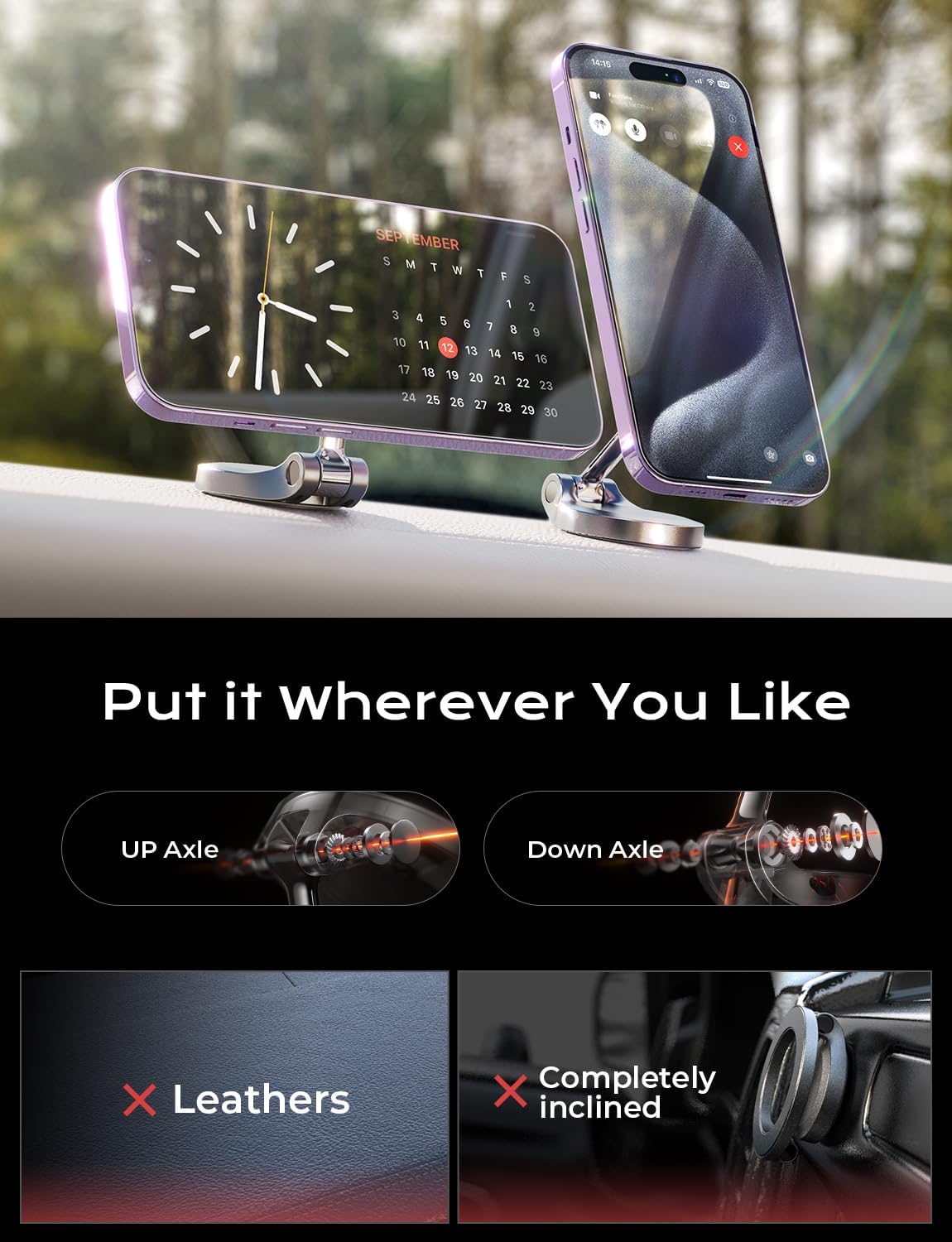 LISEN for MagSafe Car Mount, Ultra Magnetic 360 Degree Rotation Dashboard Car Phone Holder, Car Accessories for iPhone, Gifts for Men Women Him Her, Fit for iPhone 16e 16 Pro/Pro Max 15 14 13 12 - Image 6