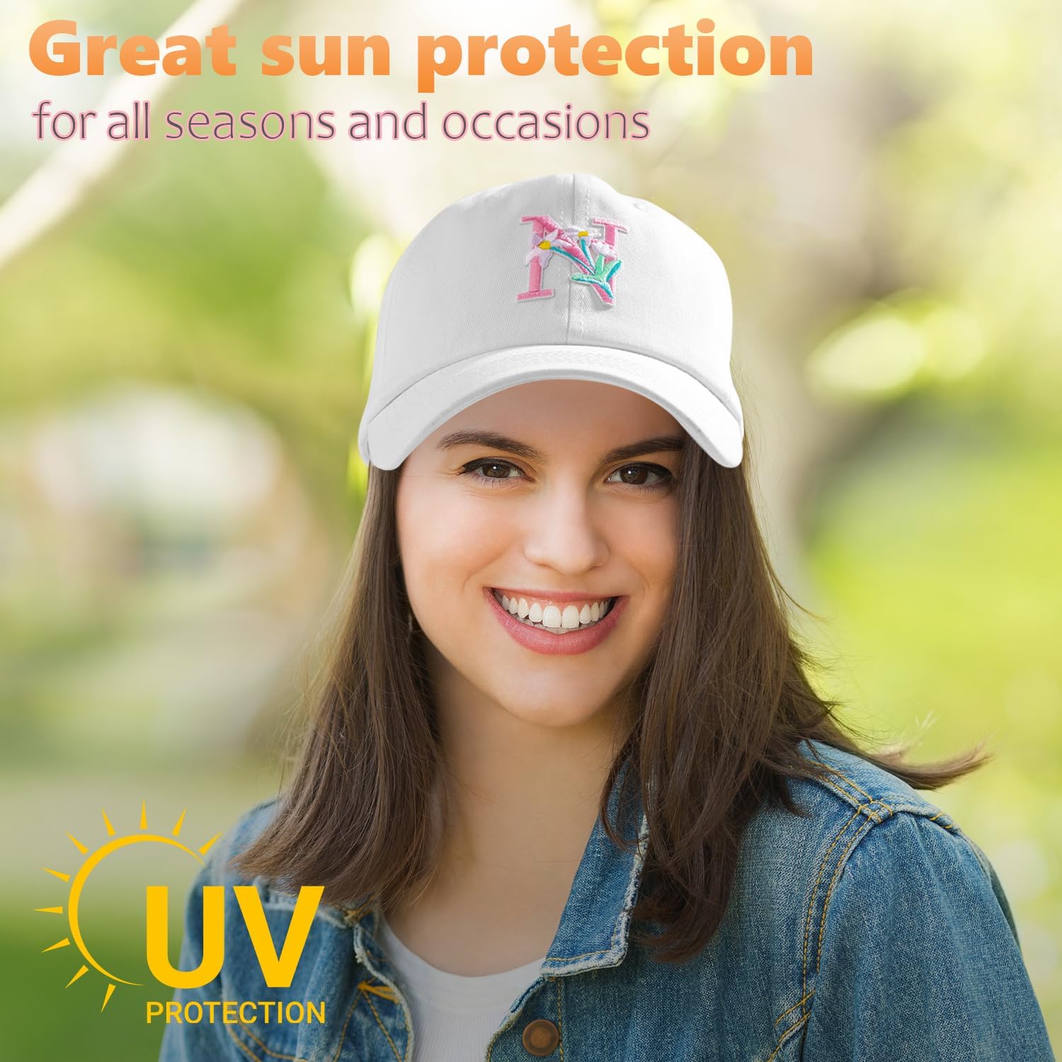 Embroidered Initial.s Baseball Cap Women, Cotton Adjustable White Baseball Cap Unstructured - Image 6