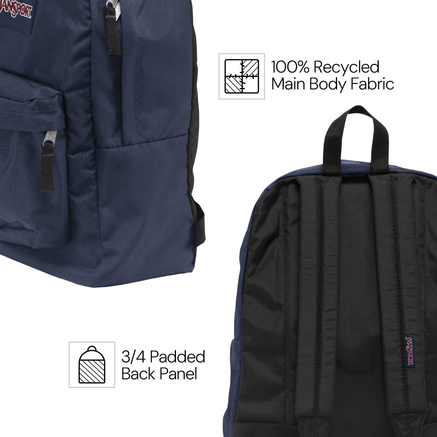 JanSport SuperBreak One Backpacks - Durable, Lightweight Bookbag with 1 Main Compartment, Front Utility Pocket with Built-in Organizer - Premium Backpack, Black - Image 4