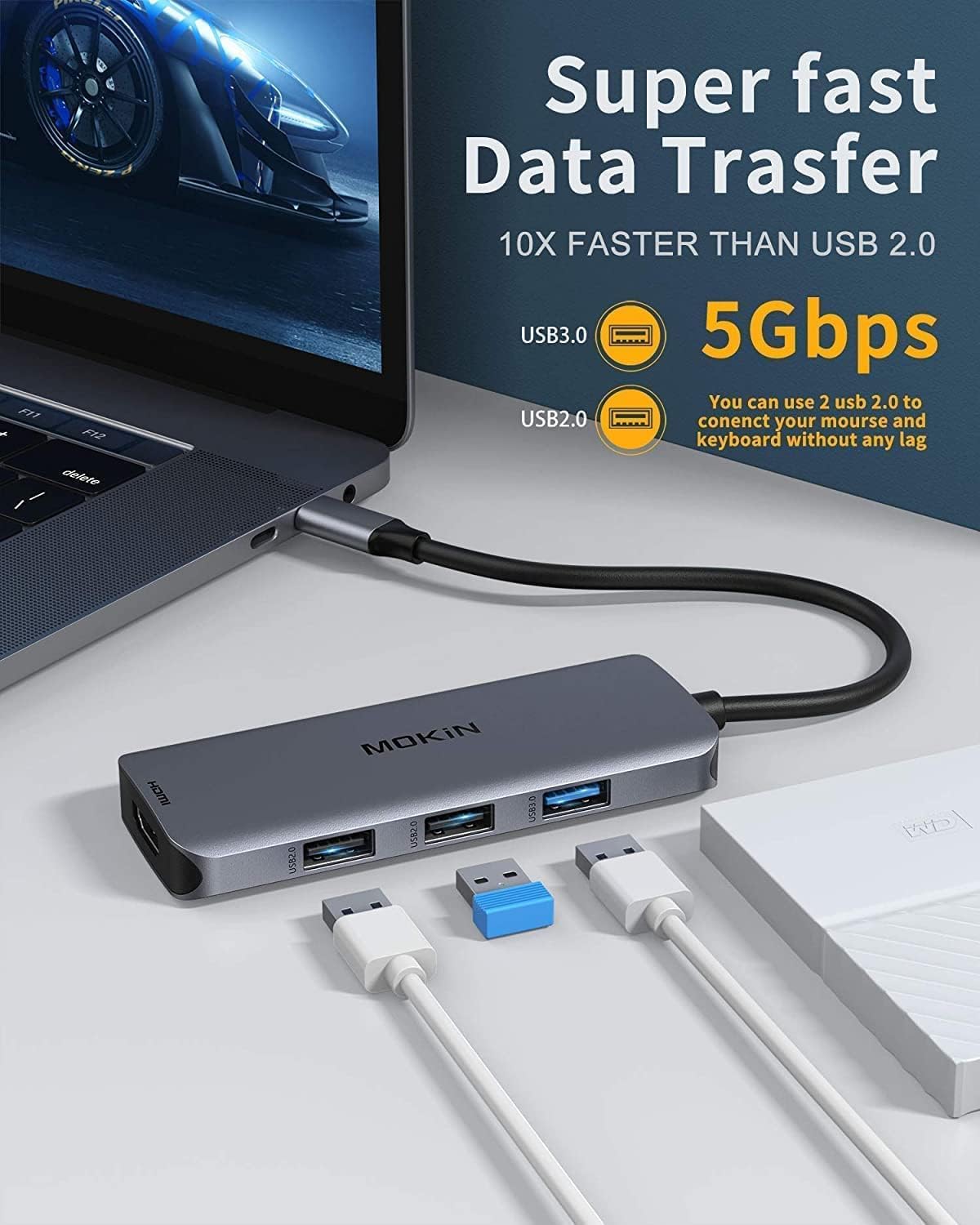 Docking Station USB C to Dual HDMI Adapter, MOKiN USB C Hub Dual HDMI Monitors for Windows,USB C Adapter with Dual HDMI,3 USB Port,PD Compatible for Dell XPS 13/15, Lenovo Yoga,etc - Image 8
