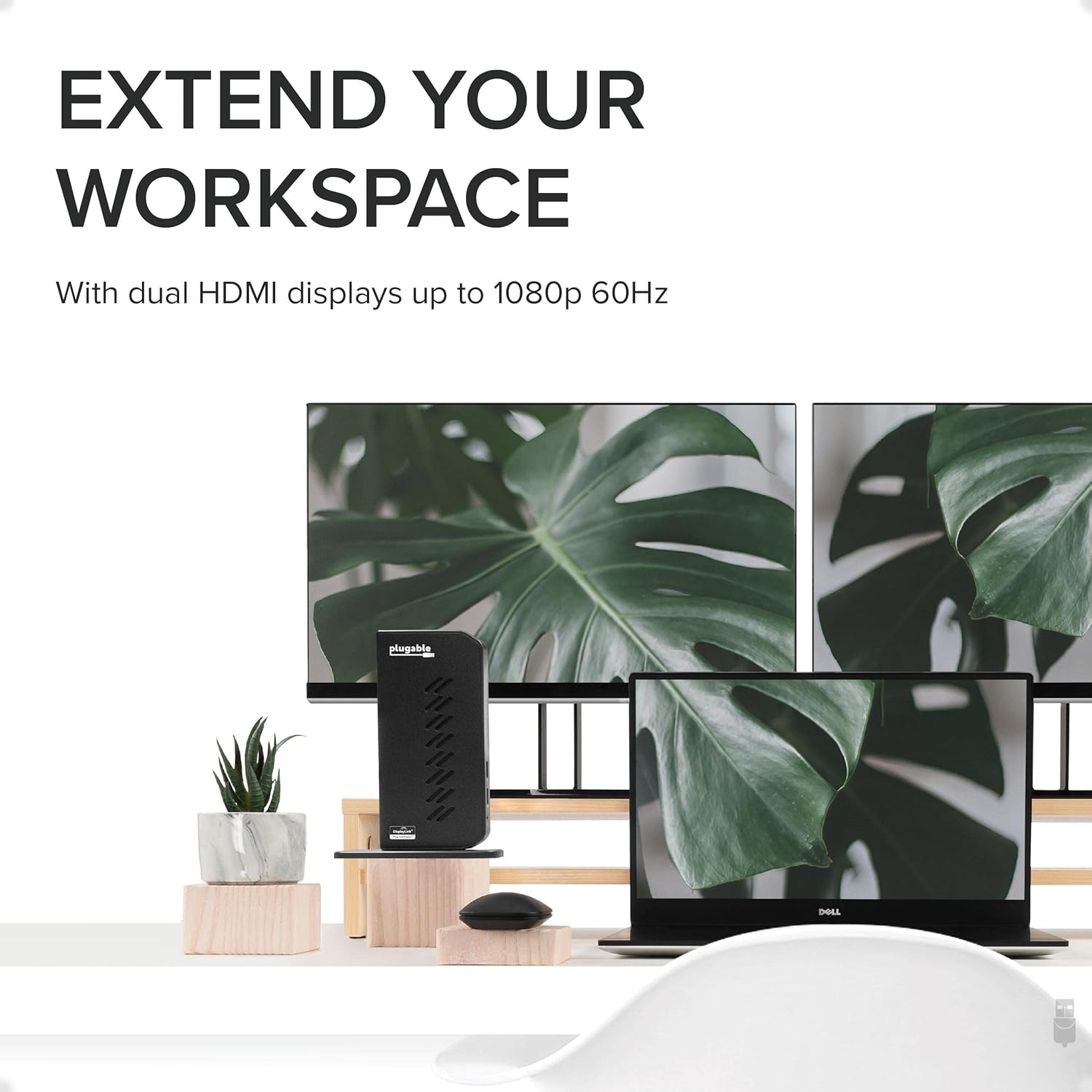 Plugable USB 3.0 and USB-C Universal Laptop Docking Station with 2 HDMI Ports for Windows, Mac, and ChromeOS (Gigabit Ethernet, Audio, 6 USB Ports) - Image 4