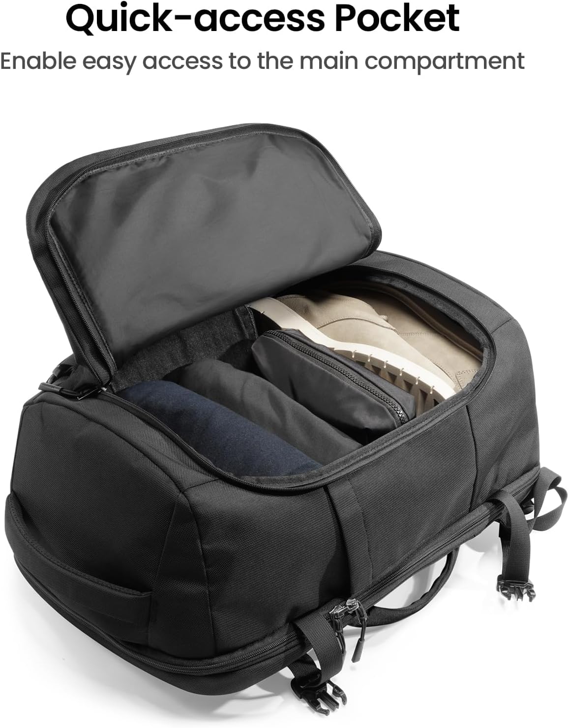 tomtoc Travel Backpack 40L, TSA Friendly Flight Approved Carry-on Luggage Hand Water-resistant Lightweight Business Rucksack, Durable Large Weekender Bag Daypack Fits 17.3 Inch Laptop - Image 5