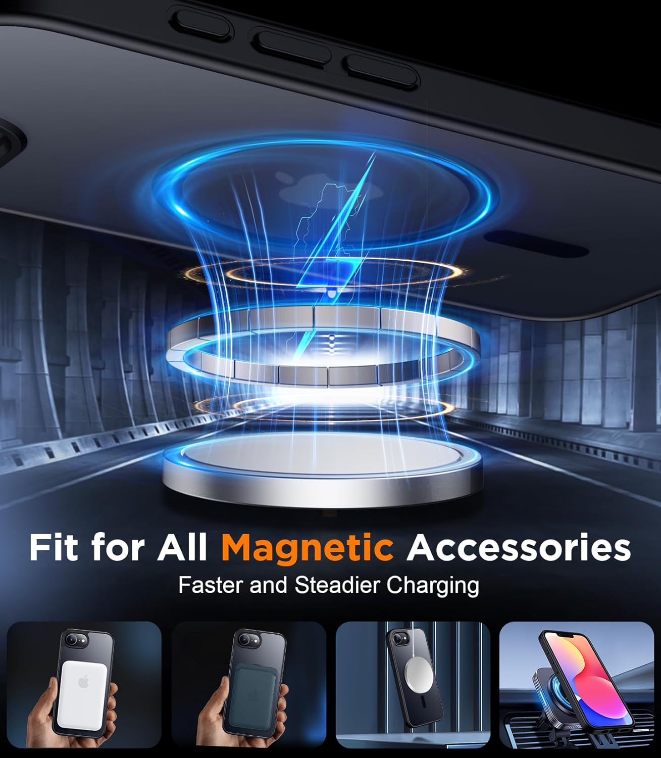 SPIDERCASE Designed for iPhone 16e Case, Magnetic Translucent Matte Case with 2PCS Tempered Glass Screen Protector Anti-Scratch Slim Phone Case for iPhone 16E 2025 6.1'', Black - Image 6