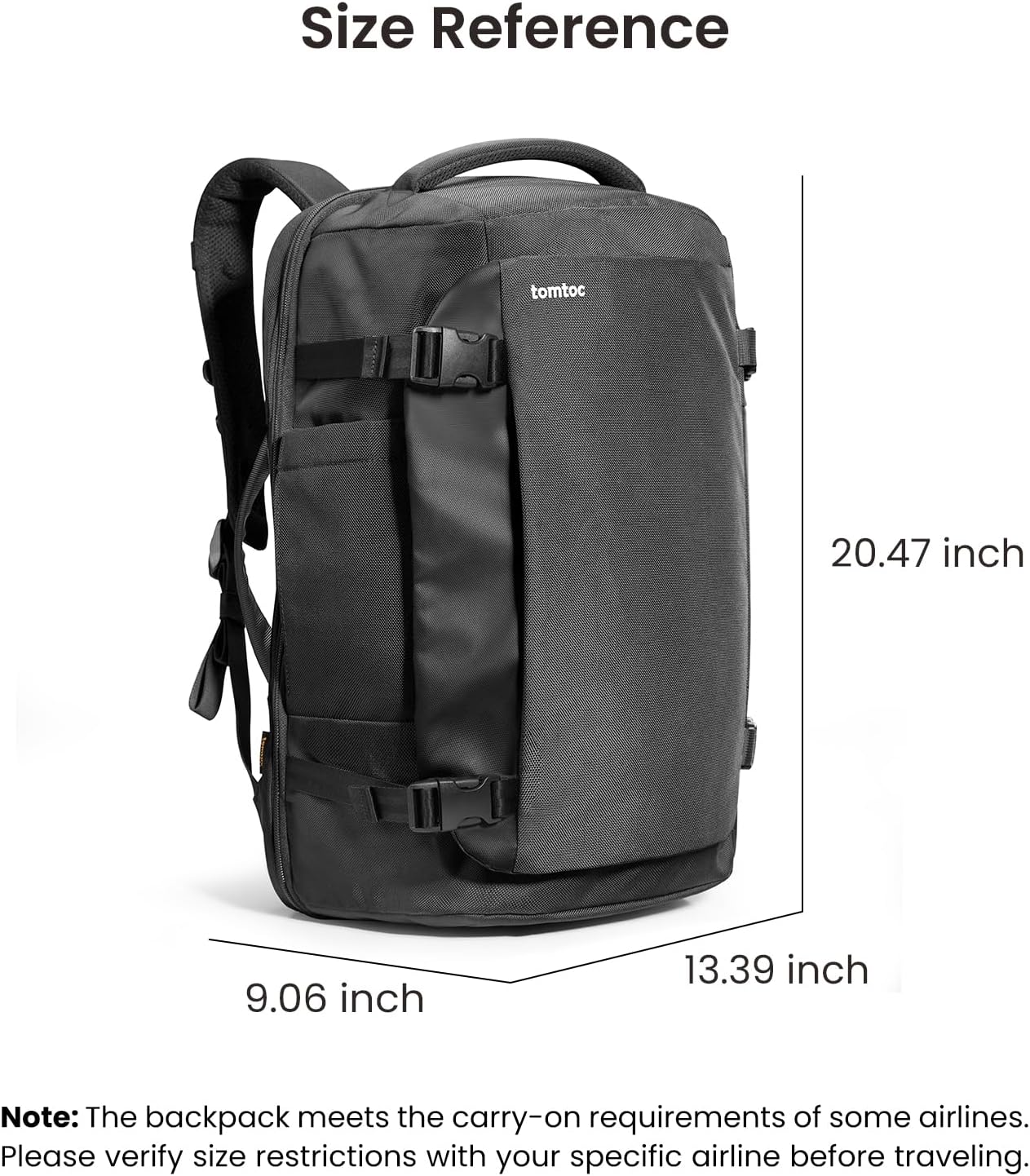 tomtoc Travel Backpack 40L, TSA Friendly Flight Approved Carry-on Luggage Hand Water-resistant Lightweight Business Rucksack, Durable Large Weekender Bag Daypack Fits 17.3 Inch Laptop - Image 9