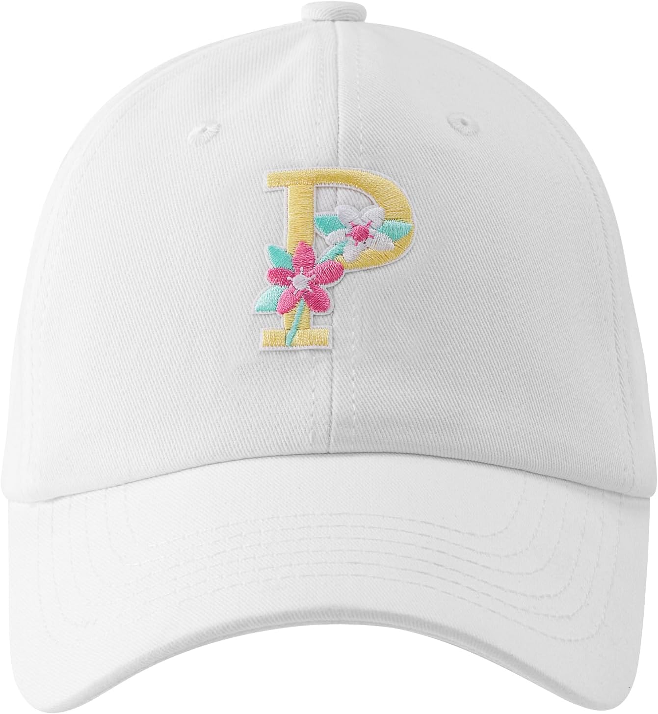 Embroidered Initial.s Baseball Cap Women, Cotton Adjustable White Baseball Cap Unstructured - Image 2