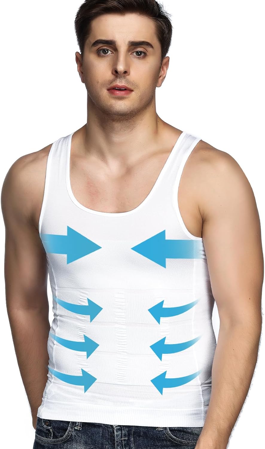 Odoland Men's Body Shaper Slimming Shirt Tummy Vest Thermal Compression Base Layer Slim Muscle Tank Top Shapewear - Image 2
