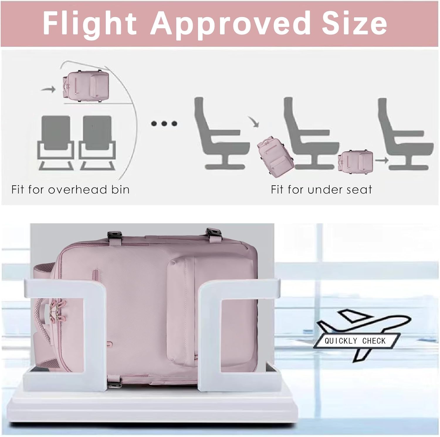 SHRRADOO Travel Laptops Backpack for Women Men, Casual Work Bag 17inch Backpack Airline Approved Backpack for Hiking Business (Pink khaki) - Image 7