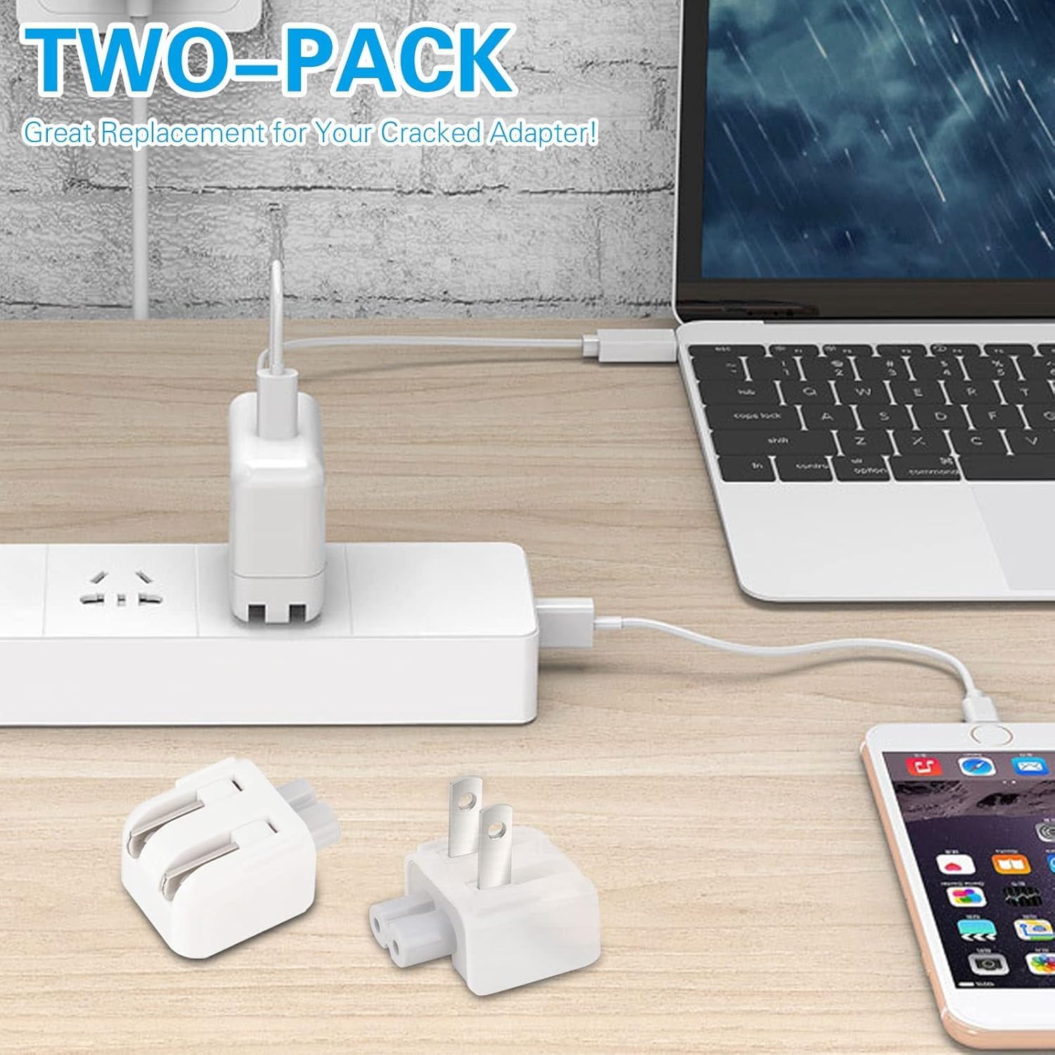 Mac AC Wall Adapter Plug Duckhead US Wall Charger AC Cord US Standard Duck Head for MacBook Mac iBook/iPhone/iPod AC Power Adapter Brick (2 PCs) - Image 8