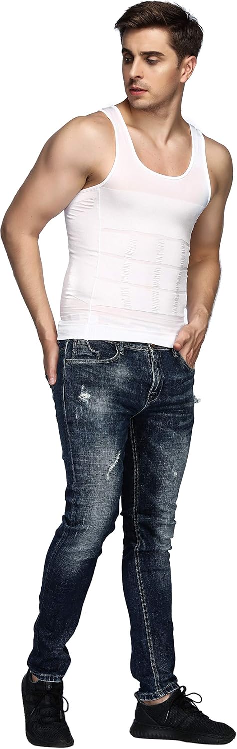 Odoland Men's Body Shaper Slimming Shirt Tummy Vest Thermal Compression Base Layer Slim Muscle Tank Top Shapewear - Image 6