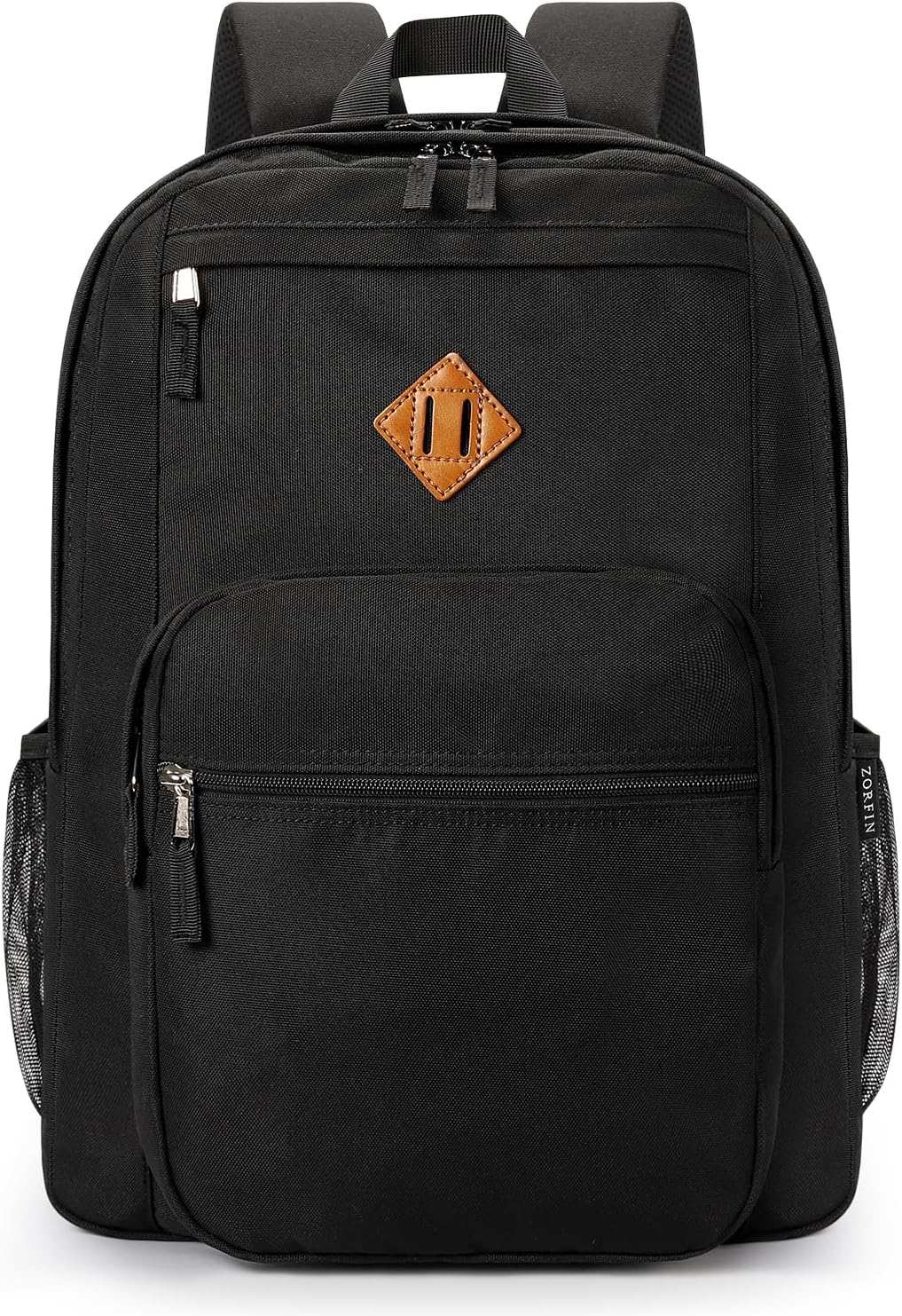 ZORFIN 26L Black Backpack for School, College, and Travel: Water Resistant Bookbag with 8 Compartments - Image 10