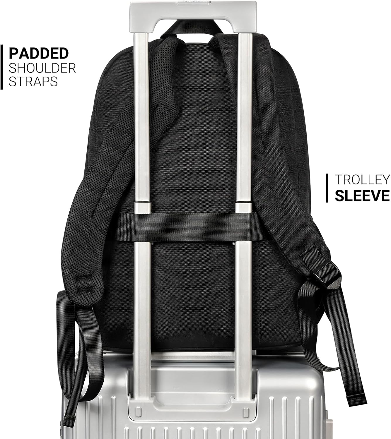 ZORFIN 26L Black Backpack for School, College, and Travel: Water Resistant Bookbag with 8 Compartments - Image 7
