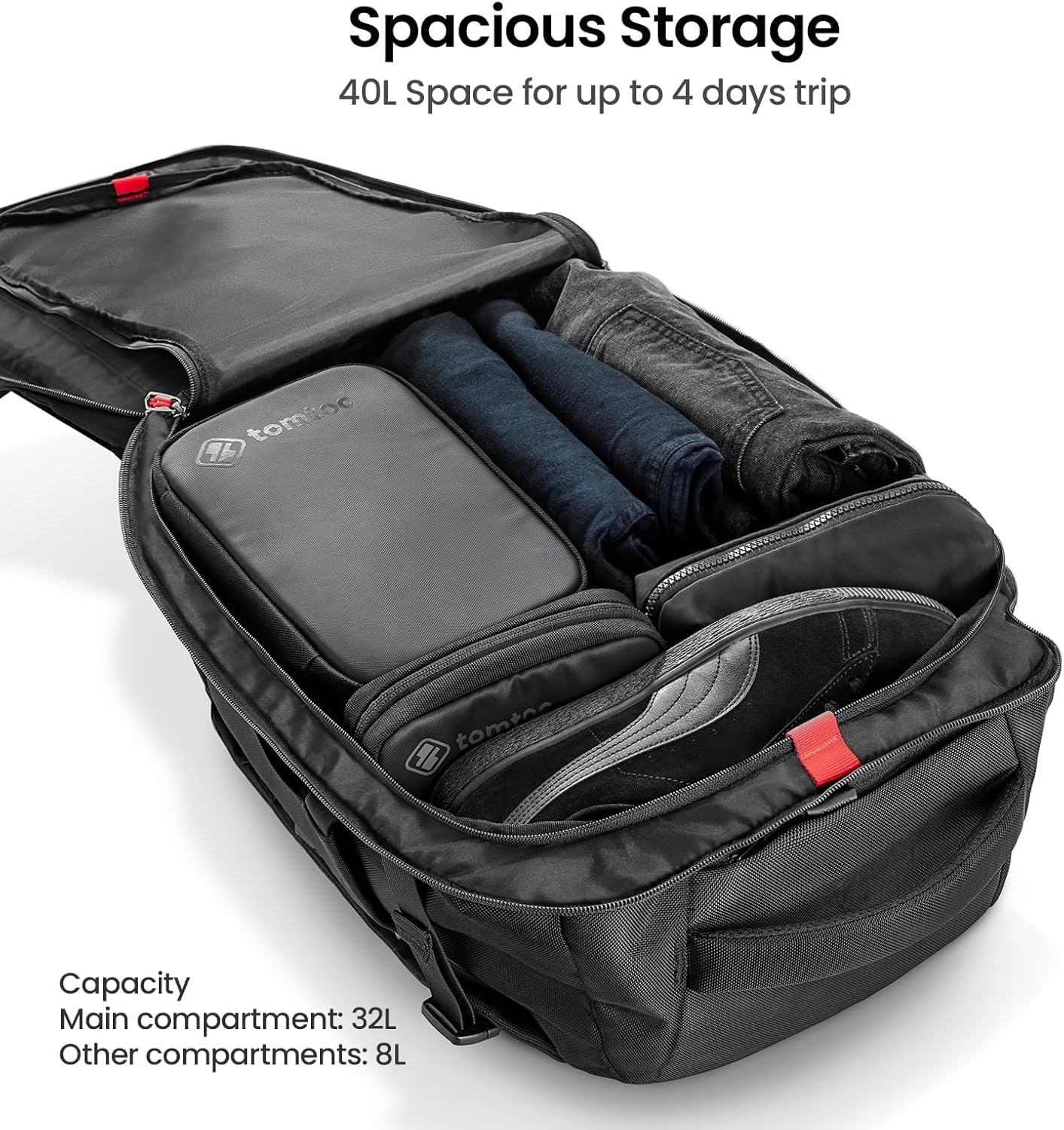 tomtoc Travel Backpack 40L, TSA Friendly Flight Approved Carry-on Luggage Hand Water-resistant Lightweight Business Rucksack, Durable Large Weekender Bag Daypack Fits 17.3 Inch Laptop - Image 3