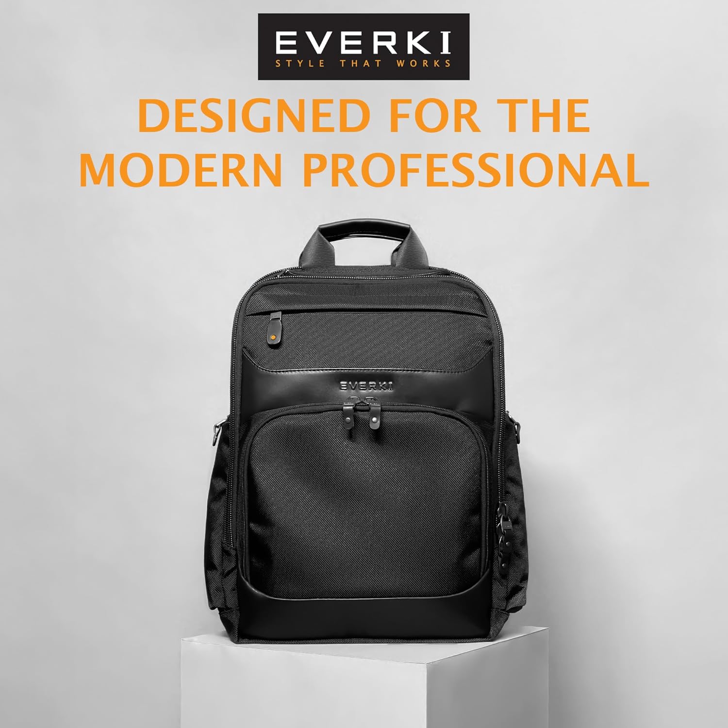 Everki Onyx Premium Business Executive Laptop Backpack 15.6 Inch - Ballistic Nylon and Leather Office Backpack Laptop Bag, Travel Friendly - Dedicated Compartment up to 25L Capacity (EKP132), Black - Image 7