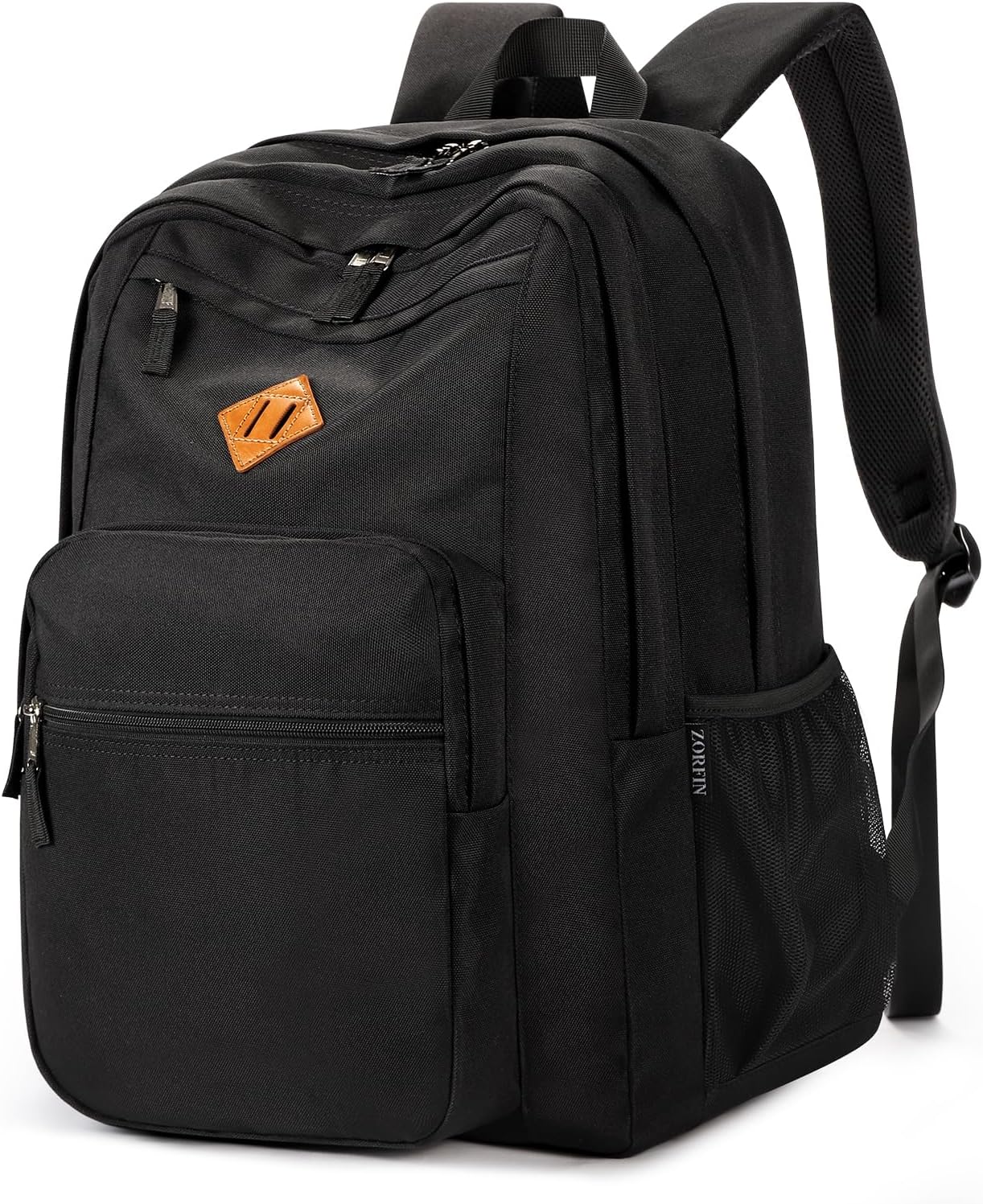 ZORFIN 26L Black Backpack for School, College, and Travel: Water Resistant Bookbag with 8 Compartments - Image 2