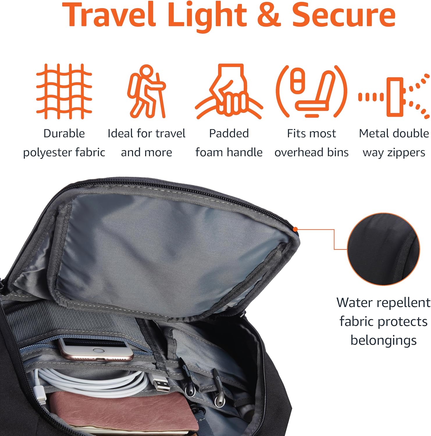 Amazon Basics Travel Laptop Backpack 15.6 inch Laptop, Black - Image 4